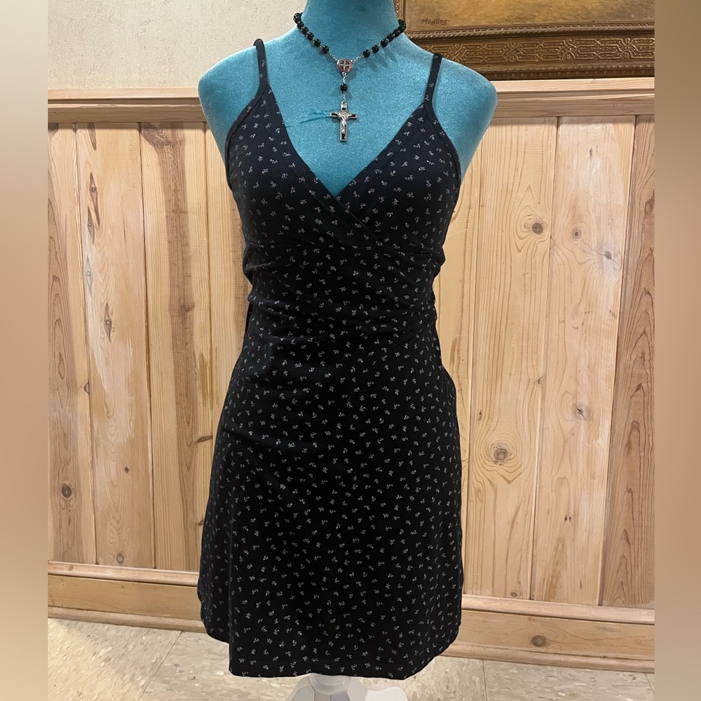 Brandy Melville navy blue Mini Dress with White Floral Pattern